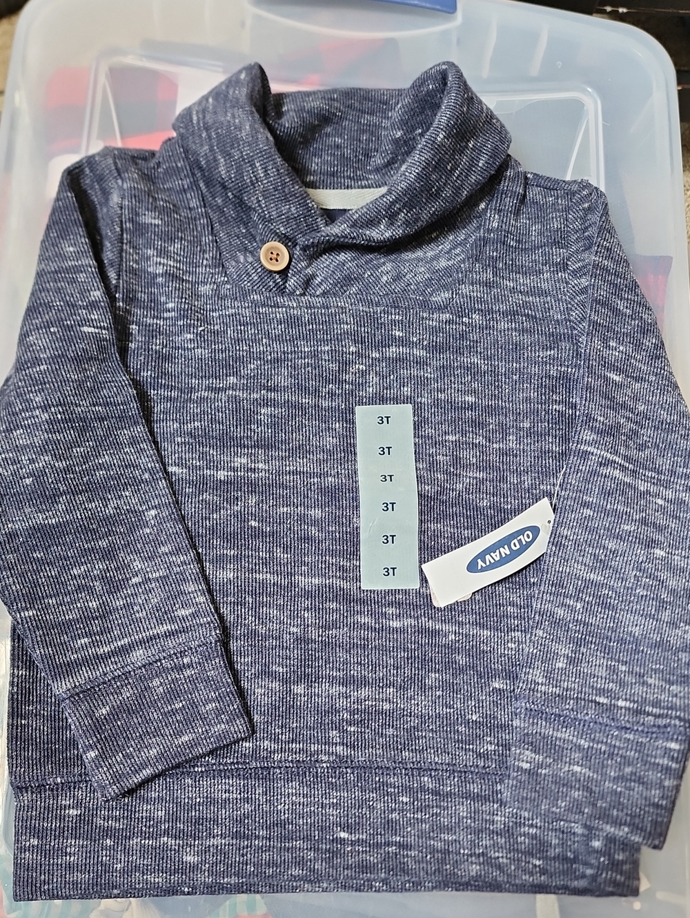 Nwt 3T Old Navy Blue Heather Shawl Collar Pullover Sweater - Boys/Toddler